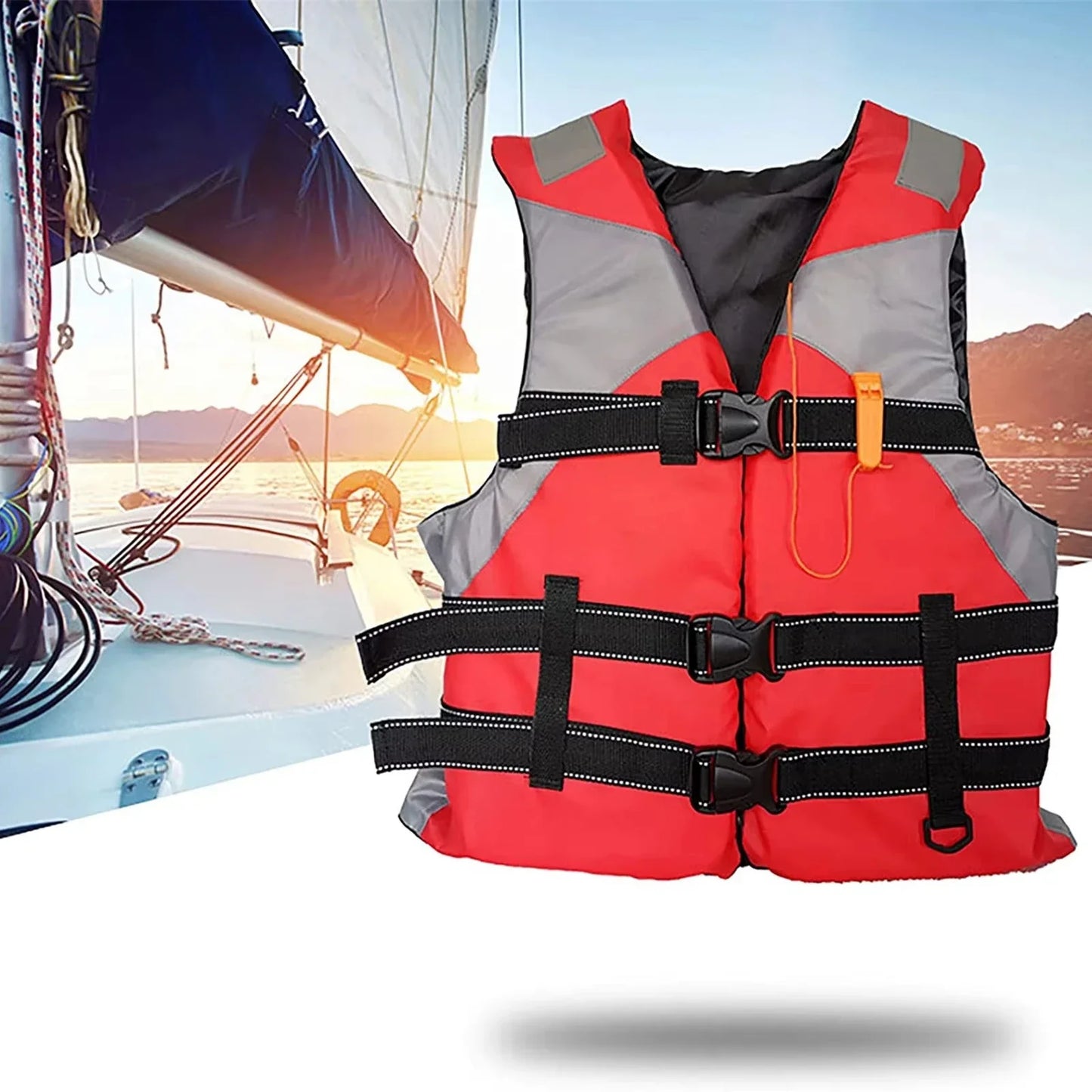 Gilet de sauvetage - AdultsLifeJacket™ - Rouge - Sunsetsports pêche
